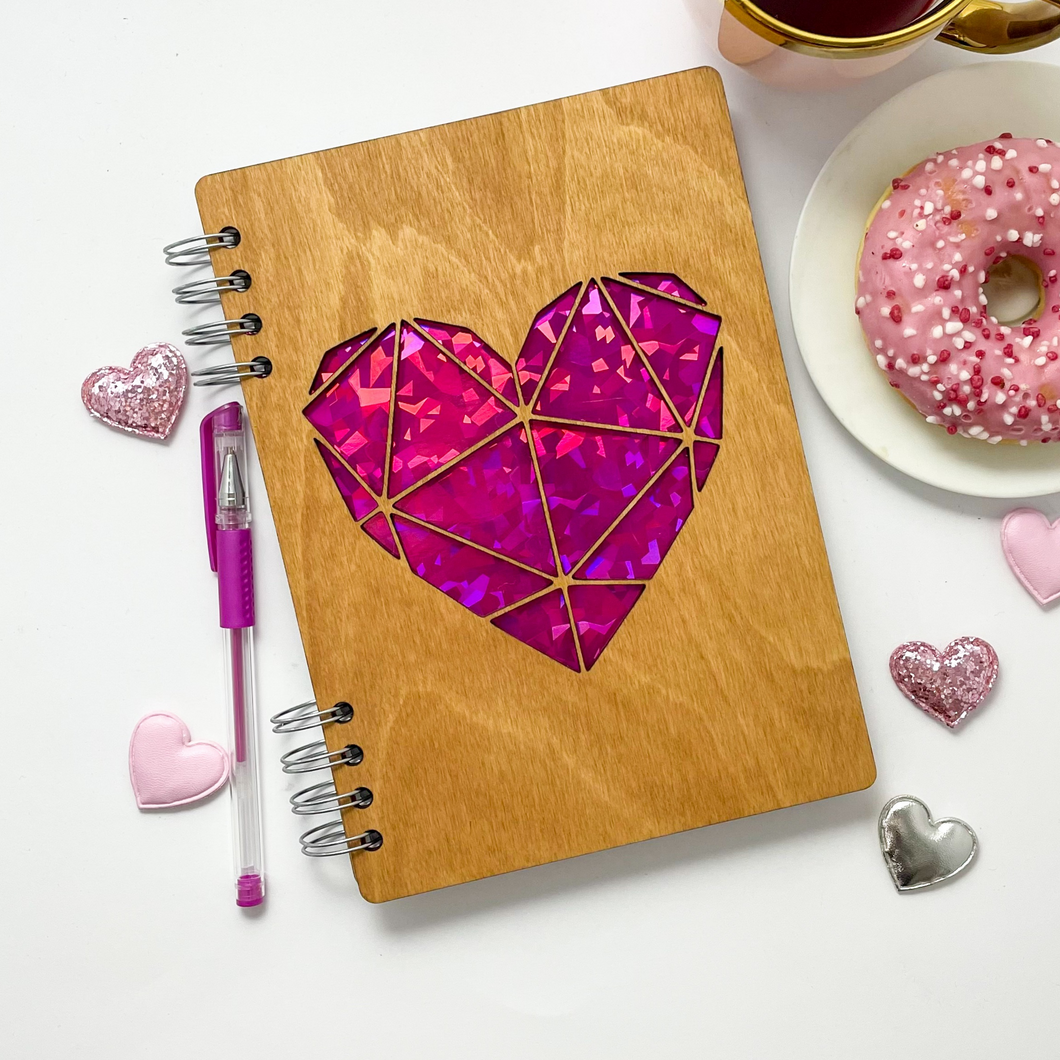 Rokovnik Srce - holo pink